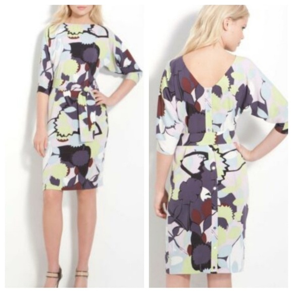 Diane von Furstenberg DvF Mosaic Maja Two Drape Back Paper Forest Mint Silk 8 - Picture 3 of 11